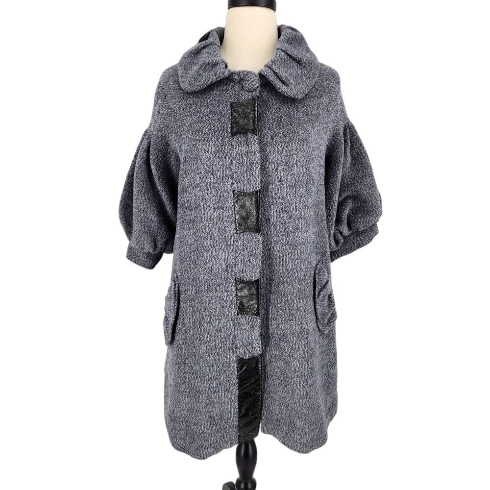 Australian Sheep Wool Coat Faux Leather Accents